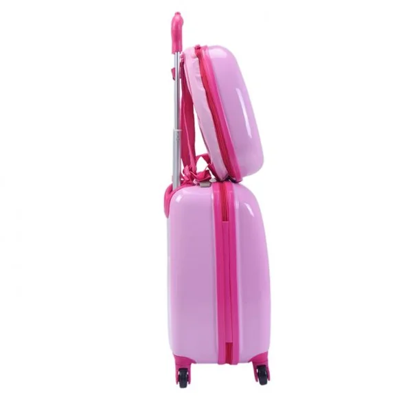 Valise 16 ’’ et Sac à Dos 12 ’’ pour Enfants Lot de 2 Bagages à Main avec Roulettes en PC avec Motif Fille Rose