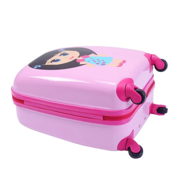 Valise 16 ’’ et Sac à Dos 12 ’’ pour Enfants Lot de 2 Bagages à Main avec Roulettes en PC avec Motif Fille Rose