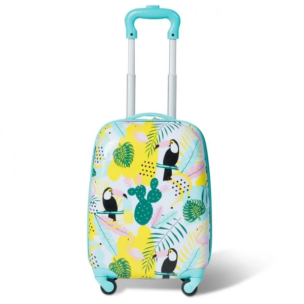 Valise 16’’ et Sac à Dos 12’’ pour Enfants Lot de 2 Bagages à Main avec Roulettes en PC et ABS avec Motif Flamingo