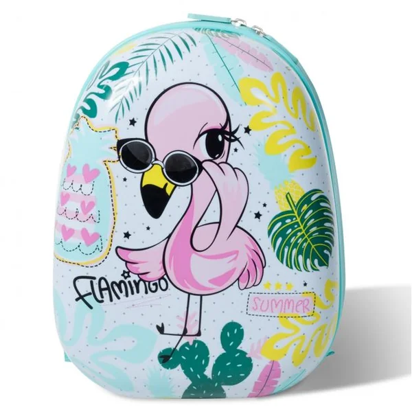 Valise 16’’ et Sac à Dos 12’’ pour Enfants Lot de 2 Bagages à Main avec Roulettes en PC et ABS avec Motif Flamingo