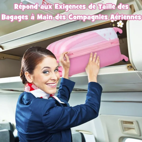 Valise 16 ’’ et Sac à Dos 12 ’’ pour Enfants Lot de 2 Bagages à Main avec Roulettes en PC et Abs avec Motif Licorne