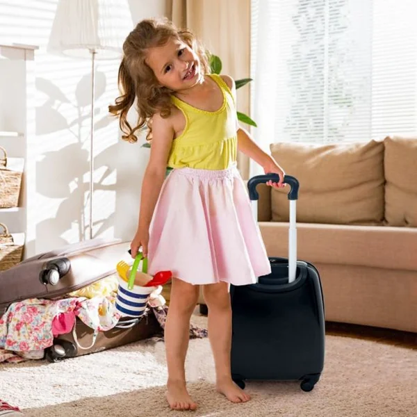 Valise 16’’ et Sac à Dos 12’’ pour Enfants Lot de 2 Bagages à Main avec Roulettes en PC et ABS avec Motif Petit Monstre