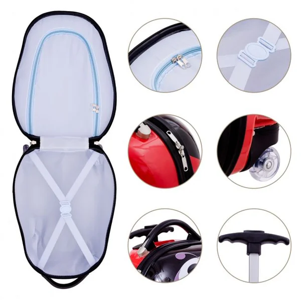 Valise enfant + sac à dos lot de 2 pc bagage à main avec roulettes en Motif Animaux coccinelle