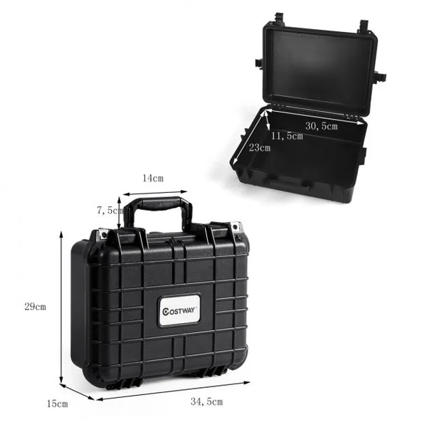 Valise Etanche pour Appareil Photo Professionnel et 3 Inserts en Mousse avec Poignée Ergonomique 34,5x15x29cm Noir