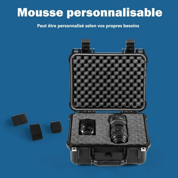 Valise Etanche pour Appareil Photo Professionnel et 3 Inserts en Mousse avec Poignée Ergonomique 34,5x15x29cm Noir