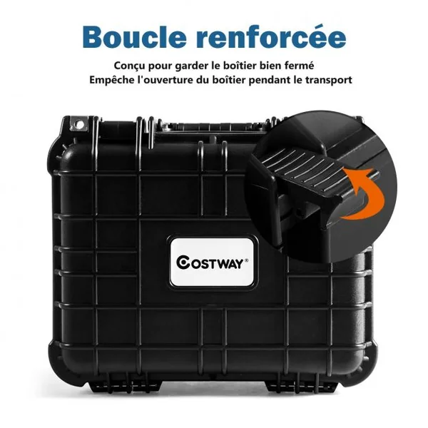 Valise Etanche pour Appareil Photo Professionnel et 3 Inserts en Mousse avec Poignée Ergonomique 34,5x15x29cm Noir