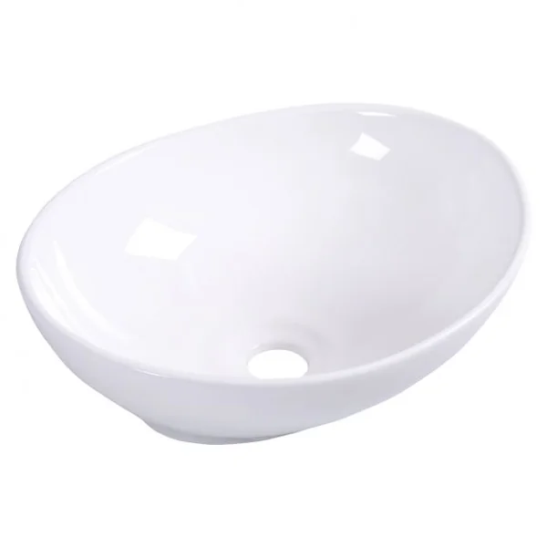 Vasque Lavabo Ovale à Poser Design Moderne pour Salle de Bain et Toilettes en Céramique Robuste 41x335x14cm Blanc