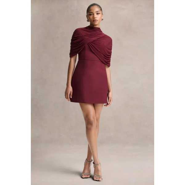 Veda | Mini-robe bordeaux à encolure carrée