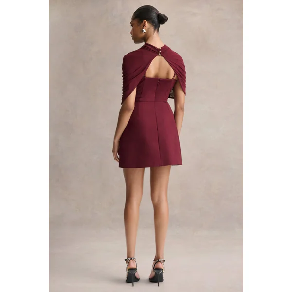 Veda | Mini-robe bordeaux à encolure carrée