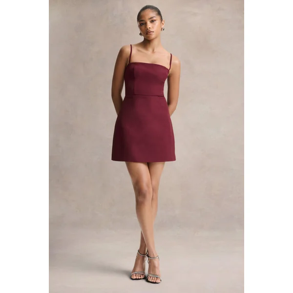 Veda | Mini-robe bordeaux à encolure carrée