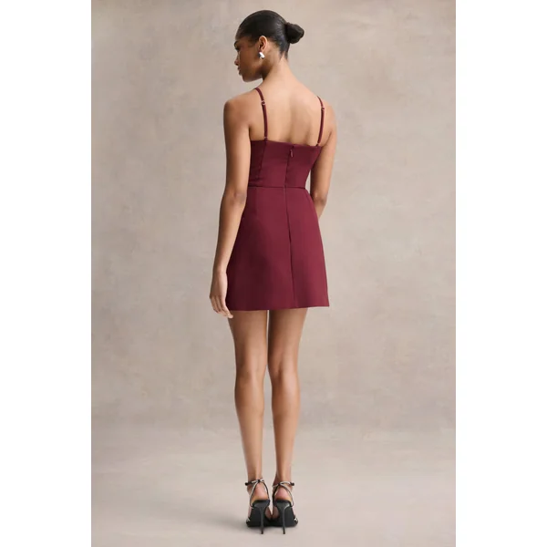 Veda | Mini-robe bordeaux à encolure carrée