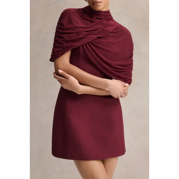 Veda | Mini-robe bordeaux à encolure carrée
