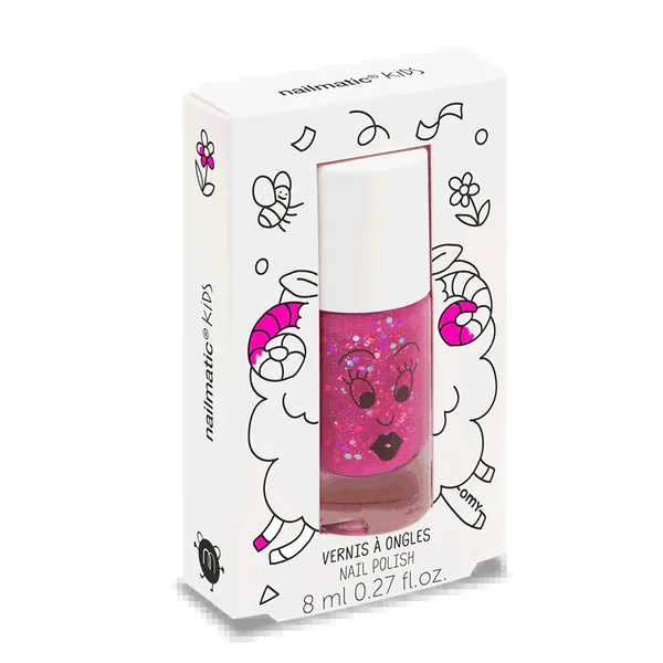 Vernis enfant base eau - Sheepy - framboise transparent pailleté Nailmatic - Soins Bébé Naturels & Produits Maman Après Naissance