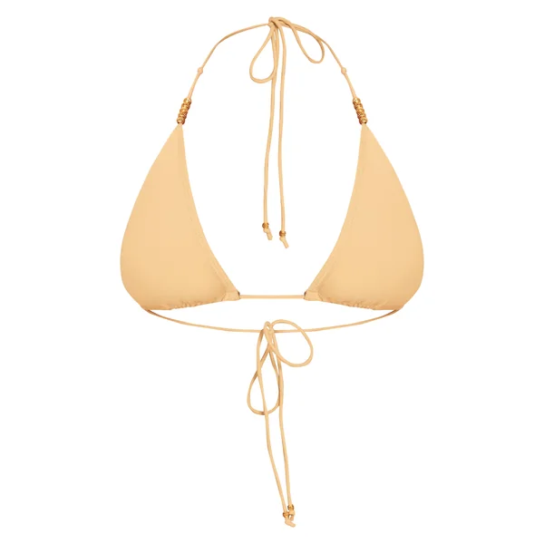 Vert Olive Haut De Bikini Triangle À Perles Dorées Shape