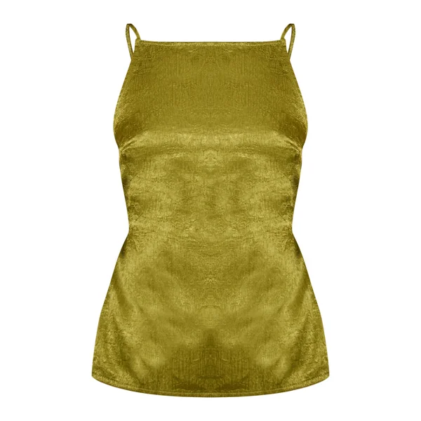 Vert Olive Top Long Dos Nu En Satin Texturé