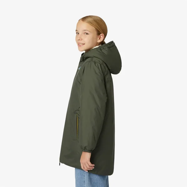 Veste longue fourrée Eiffel Orsetto 3.0 Kaki mixte K-Way - Soins Bébé Naturels & Produits Maman Après Naissance