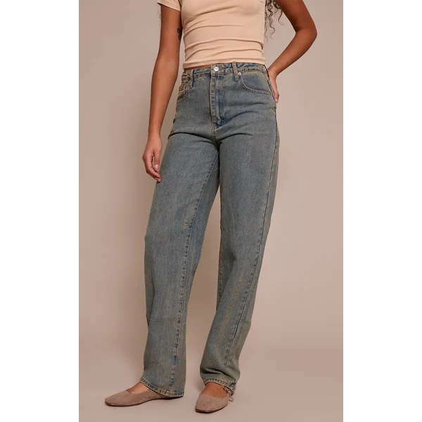 Vintage Délavé Jean Boyfriend Taille Haute Tall