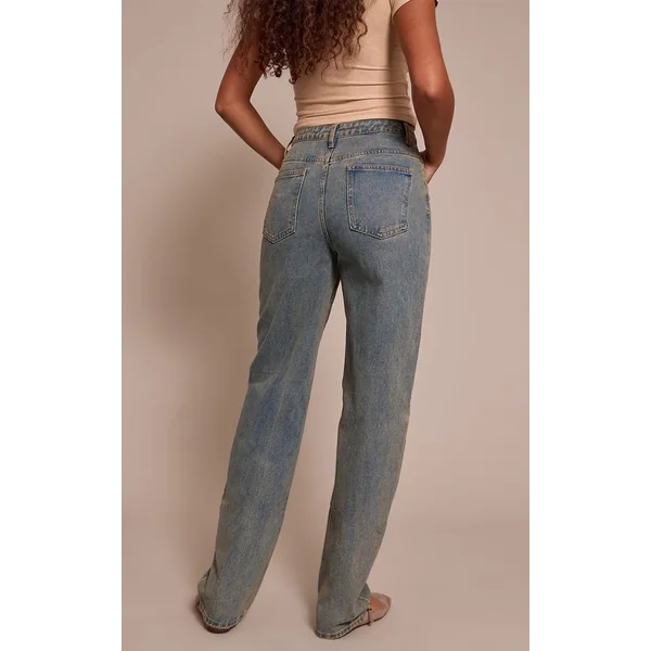 Vintage Délavé Jean Boyfriend Taille Haute Tall