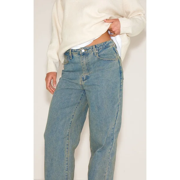 Vintage Délavé Jean Boyfriend Taille Haute Tall