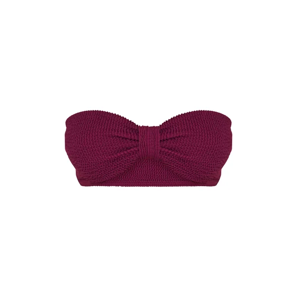 Violet Haut De Bikini Bandeau Plissé À Nœud Frontal