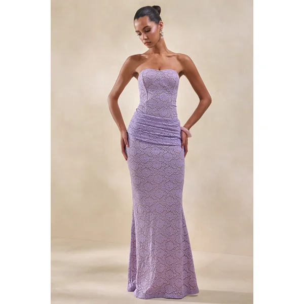 Vissia | Body lilas en dentelle à col bandeau