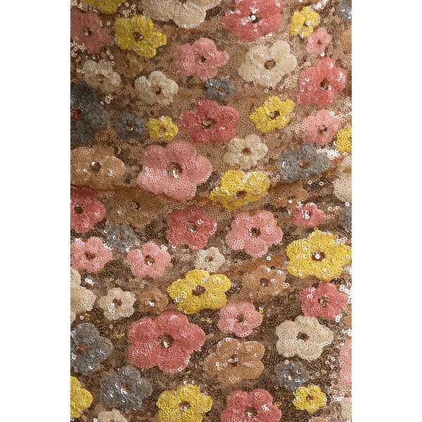 Vitora | Robe longue à encolure carrée à sequins et imprimé floral pastel