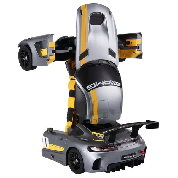 Voiture transformable en robot pour Enfant , Voiture de sport GT3 robot Télécommandé, Batterie, Chargeur, Gris + jaune