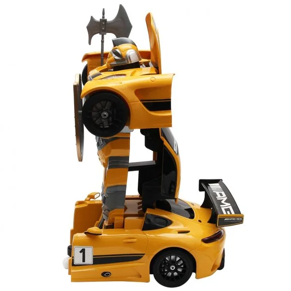 Voiture transformable en robot pour Enfant , Voiture de sport GT3 robot Télécommandé, Batterie, Chargeur, Jaune + noir