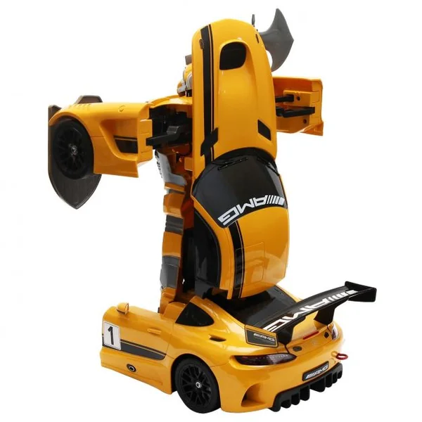 Voiture transformable en robot pour Enfant , Voiture de sport GT3 robot Télécommandé, Batterie, Chargeur, Jaune + noir