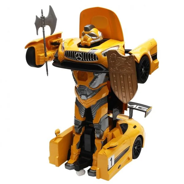 Voiture transformable en robot pour Enfant , Voiture de sport GT3 robot Télécommandé, Batterie, Chargeur, Jaune + noir