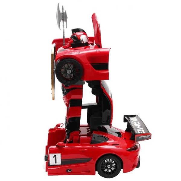 Voiture transformable en robot pour Enfant , Voiture de sport GT3 robot Télécommandé, Batterie, Chargeur, Rouge + noir