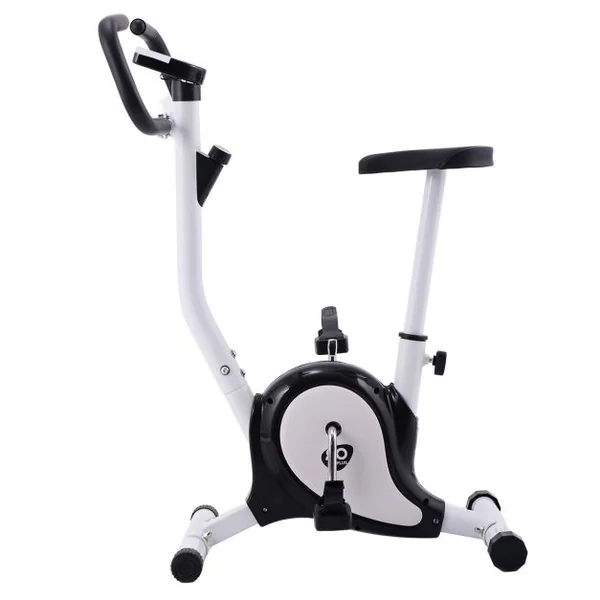 Vélo d’Appartement Fitness Musculation Vélo d’Exercice Hauteur Réglable avec Moniteur LCD Noir et Blanc