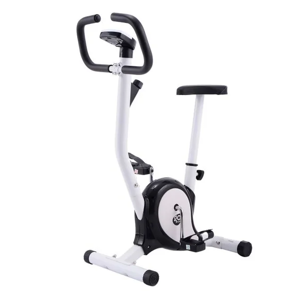 Vélo d’Appartement Fitness Musculation Vélo d’Exercice Hauteur Réglable avec Moniteur LCD Noir et Blanc