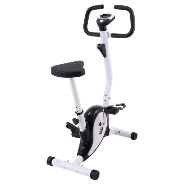 Vélo d’Appartement Fitness Musculation Vélo d’Exercice Hauteur Réglable avec Moniteur LCD Noir et Blanc