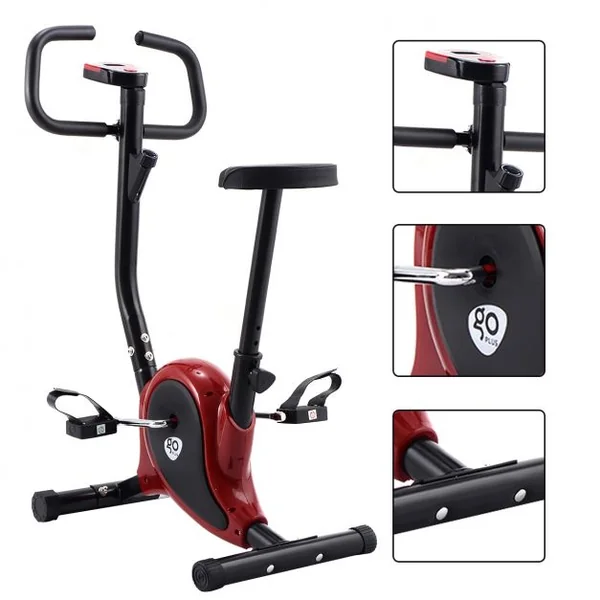 Vélo d'appartement Vélo de fitness Vélo d'exercice, en acier, Ergomètre LCD, Capacité 120 kg, 70x46x103 cm, Rouge