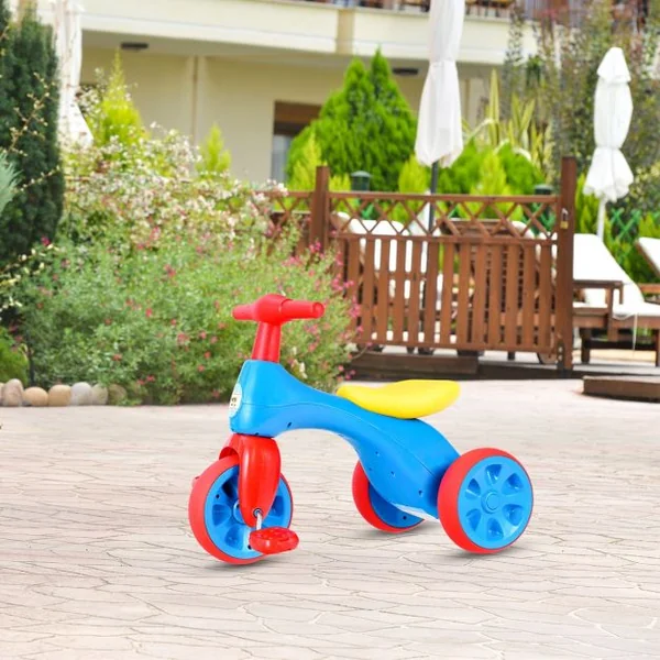 Vélo d’équilibre pour enfant Tricycle pour enfant avec pédales Klaxon en HDPE, 57x34x42cm, Rose-violet