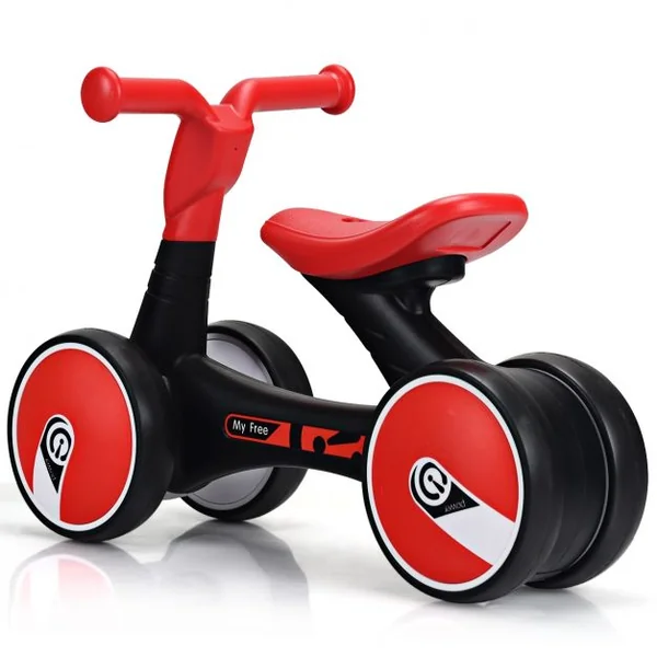 Vélo d’équilibre sans pédales pour enfant Draisienne pour enfants de 1-3 ans, en HDPE-PP-EVA, 58x30x40cm, Rouge et noir