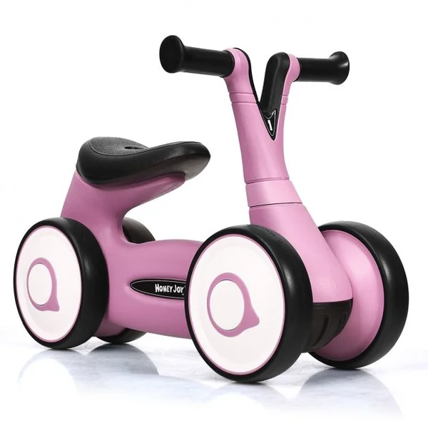 Vélo Trotteur pour Enfant de 12 à 36 mois sans Pédales Guidon Réglable Capacité 20 kg en PP+PVA 59x29x40cm Rose
