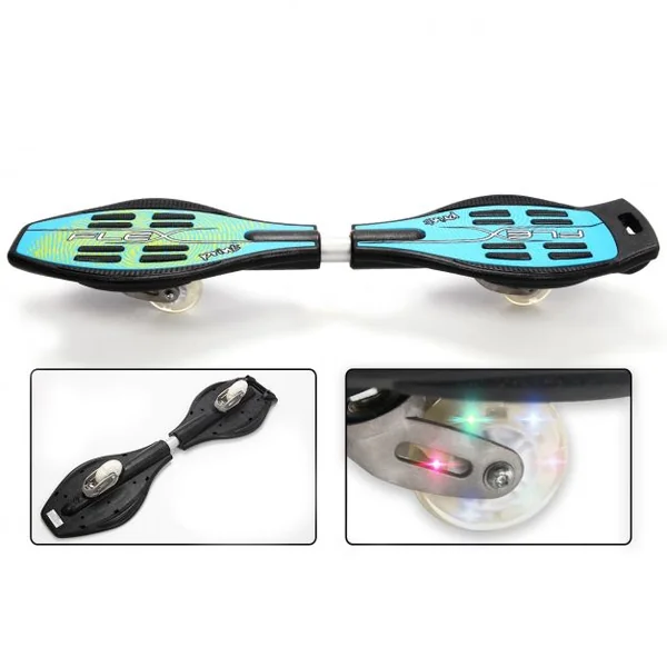 Waveboard Planche à Roulettes pour Enfants 2 Roues Colorées Sac de Transport Capacité 70kg, 86x23x11,5cm, Bleu
