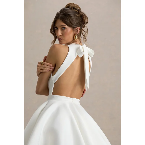 Waverly | Mini-robe blanche à encolure arrondie sans manches