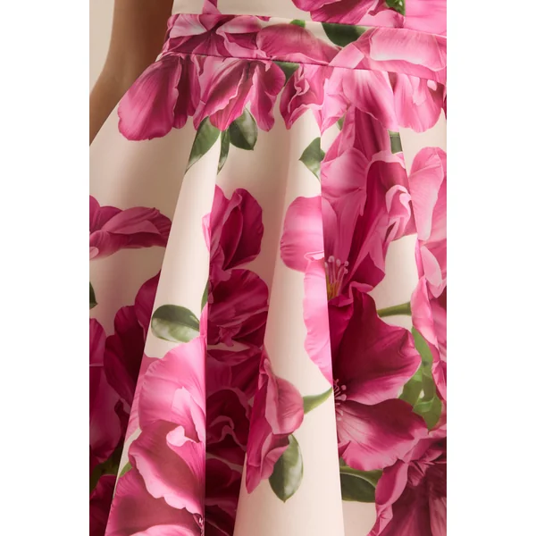 Waverly | Mini-robe patineuse sans manches à encolure dos nageur à imprimé rose