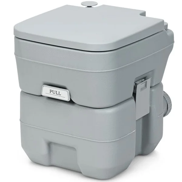 WC Chimique Portable 20L Toilette Chimique Portatif, Réservoir d'eau 10L, pour camping, plein air, 36x35x42cm, Gris