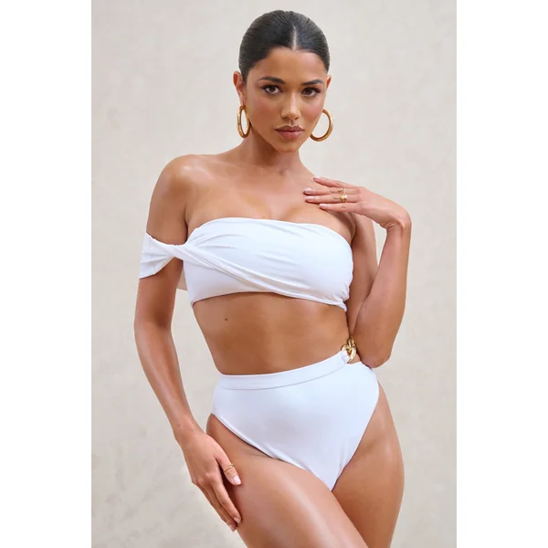 Wealth | Bas de bikini blanc taille haute avec chaines