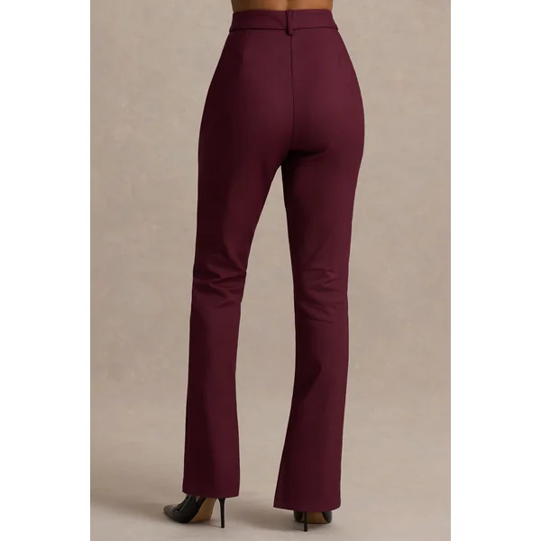 Wonder Woman | Pantalon bordeaux taille haute coupe droite avec fente