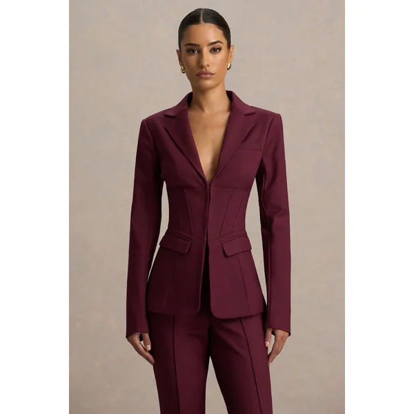 Wonder Woman | Pantalon bordeaux taille haute coupe droite avec fente