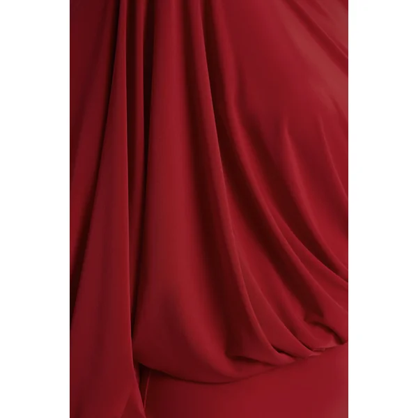 Zelda | Mini-robe rouge à col montant avec une manche longue et détail torsadé