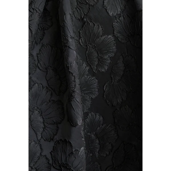 Zuma | Robe mi-longue bustier en jacquard métallisé noir