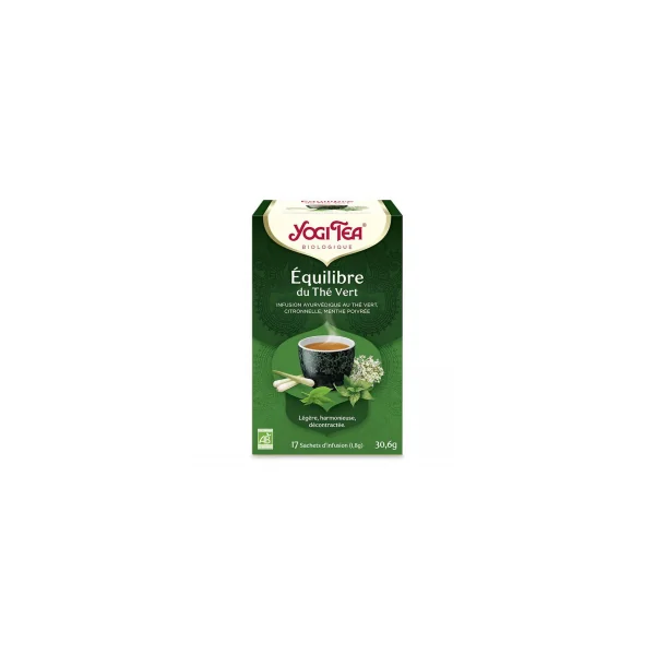 Équilibre du thé vert - Infusion ayurvédique au thé vert bio - 17 infusettes