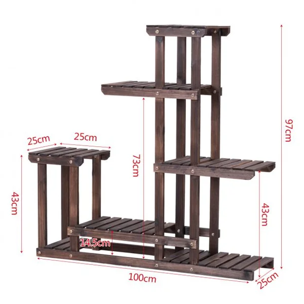 Étagère de livres Bibliothèque Etagère Plante Etagère Rangement en Bois 100x25x97cm