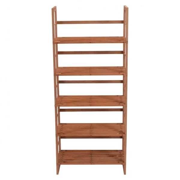 Étagère à chaussures Porte-chaussures 5 niveaux Bibliothèque Etagère de rangement, en pin massif, 57x26x140 cm, Naturel